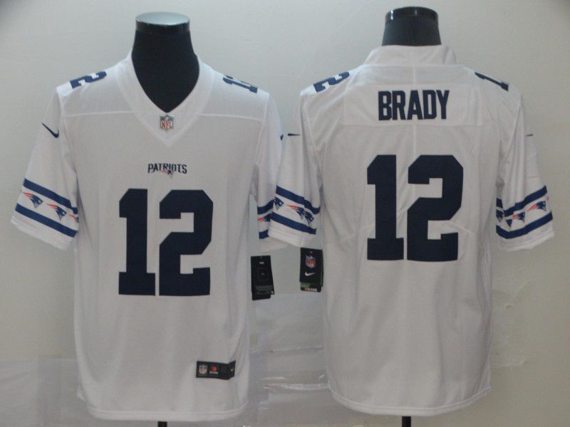 Men New England Patriots 12 Brady White team logo cool edition NFL Jerseys
